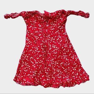 COTTAGE CORE OFF SHOULDER FLORAL DRESS